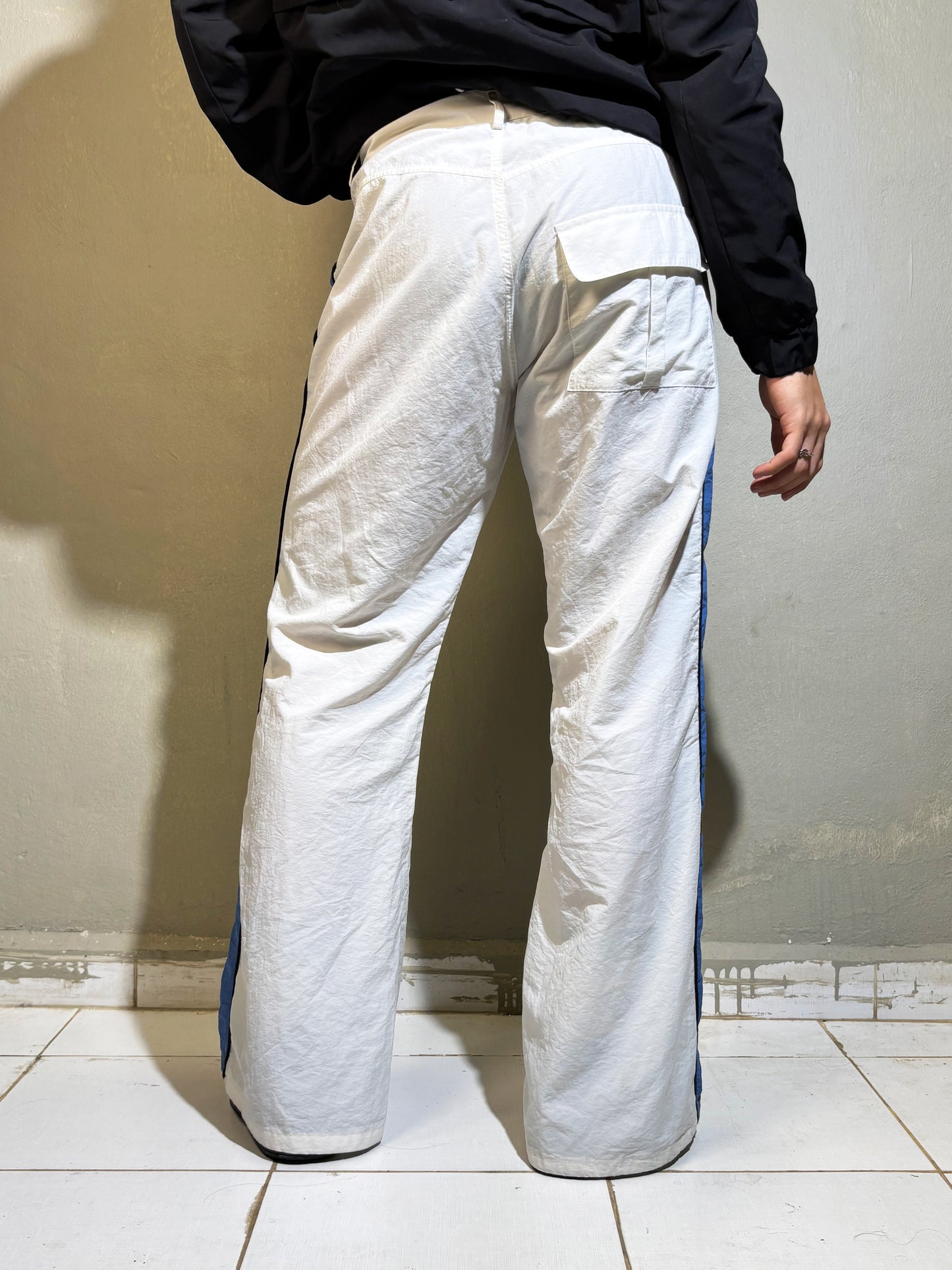 White Sporty Wide-Leg Pants