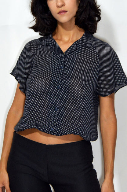 Vintage Polka Dotted Cropped Shirt